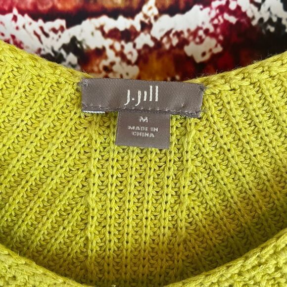 J. Jill Lime Green Knit Long Tunic Sweater Size Medium - Picture 3 of 8